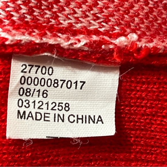 Red White Ugly Christmas Sweater "Up To Snow Good" Large Tall Winter Snow Trees - Picture 2 of 13